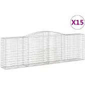 vidaXL Gabions avec arc surélevé 15 pcs 400x50x120/140cm Fer galvanisé