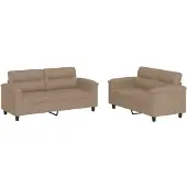 Syfax Ensemble de canapés 2 pcs avec coussins Cappuccino Similicuir