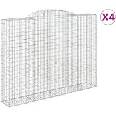 vidaXL Gabions avec arc surélevé 4 pcs. 300x50x220/240cm Fer galvanisé