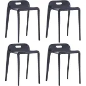 Syfax Tabourets empilables lot de 4 noir plastique