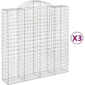 vidaXL Gabions avec arc surélevé 3 pcs. 200x50x200/220cm Fer galvanisé