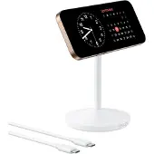 Anker Chargeur sans fil MagGo Stand Qi2 360 15 W, pour iPhone 16/15/14/13/12, blanc