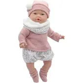 Rosa Toys Poupée bébé reborn Daniela pleurant écharpe rose