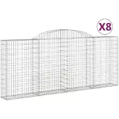 vidaXL Gabions avec arc surélevé 8 pcs. 300x30x120/140cm Fer galvanisé