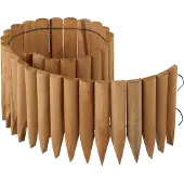Relaxdays Bordure de pelouse en bois, délimitation de parterre, dimensions : 20 x 120 x 2 cm, clôture à emboîter flexible, bordure pour parterre ou pelouse, couleur naturelle