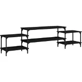 Syfax Meuble TV noir 197x35x52 cm bois d'ingénierie
