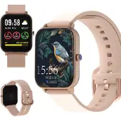 Forever Smartwatch, Montre Connectée Femme Homme, 1,7" 240x280 px Bracelet/Tracker d'Activité pour Android IOS, Étanche IP68, Podomètre, Or Rose