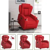 The Living Store Fauteuil relax releveur électrique rouge similicuir