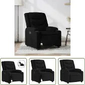 The Living Store Fauteuil relax électrique noir tissu