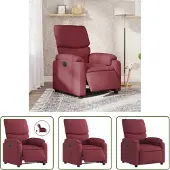 The Living Store Fauteuil relax électrique vin rouge Tissu