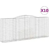 vidaXL Gabions avec arc surélevé 10 pcs 400x50x160/180cm Fer galvanisé