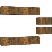 Syfax Ensemble de meubles TV 6 pcs Chêne fumé Bois d'ingénierie