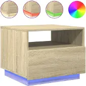 vidaXL Table basse avec lampes LED Chêne Sonoma 50x49x40 cm