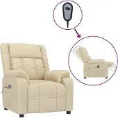 Syfax Fauteuil inclinable électrique Crème Tissu