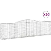 vidaXL Gabions avec arc surélevé 20pcs. 400x30x100/120cm Fer galvanisé