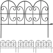 Relaxdays : bordure de parterre à enfoncer, 4 éléments, H x L : 28,5 x 39 cm, métal, clôture de parterre pour jardin, style vintage, noir