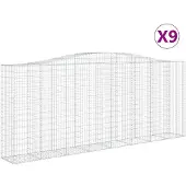 vidaXL Gabions avec arc surélevé 9 pcs. 400x50x160/180cm Fer galvanisé
