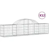 vidaXL Gabions avec arc surélevé 12 pcs. 200x30x40/60 cm Fer galvanisé