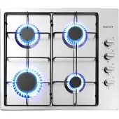 Arebos 58 cm Table de cuisson à gaz 4 feux | Plaque de cuisson encastrable en inox | Allumage automatique | Pour gaz naturel & propane | Autonome, efficace & économe en énergie