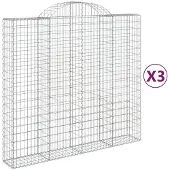 vidaXL Gabions avec arc surélevé 3 pcs. 200x50x180/200cm Fer galvanisé
