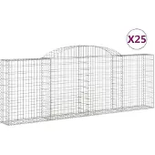 vidaXL Gabions avec arc surélevé 25 pcs 300x30x100/120cm Fer galvanisé