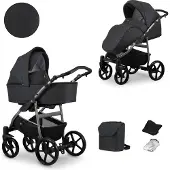 Kunert MATA 2in1 poussette en anthracite avec cadre en graphite - Sûre et confortable