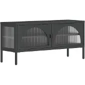 Sonstiges Meuble TV noir 105x35x50 cm verre et acier