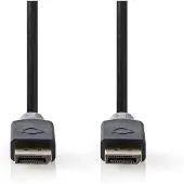 Nedis Displayport cable - DisplayPort male - DisplayPort male - 4K@60Hz - Plaqué or - 2,00 m - Rond - PVC - Anthracite - Boîte