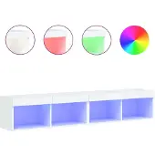 vidaXL Armoires TV avec lampes LED 2 pcs. Blanc 80x30x30 cm