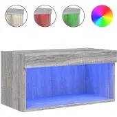 vidaXL Armoire TV avec lampes LED Gris Sonoma 60x30x30 cm