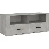 Syfax Meuble TV Gris béton 100x35x40 cm Bois d'ingénierie