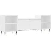 Syfax Meuble TV Blanc 160x35x55 cm Bois d'ingénierie