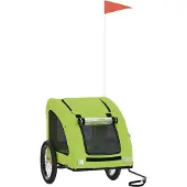 vidaXL Remorque pour vélo Chiens Vert Tissu Oxford et fer