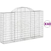 vidaXL Gabions avec arc surélevé 40pcs. 200x30x120/140cm Fer galvanisé