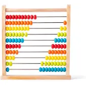 Woody 102190401 Abacus- Naturel avec Perles colorées, Multicolore 4154