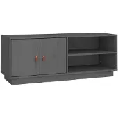Syfax Meuble TV Gris 105x34x40 cm Bois de pin massif
