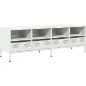 Syfax Meuble TV blanc 135x39x43,5 cm acier laminé à froid