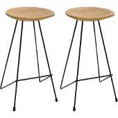 Syfax Tabourets de bar lot de 2 bois de teck massif
