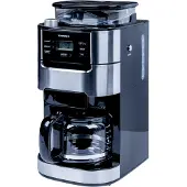 Tornado TCM-1025A-GS, Cafetière filtre, 1,5 litre, Compatible avec grains de café et café moulu, Broyeur intégré, 1050 W, Noir
