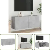The Living Store Meuble TV mural gris béton 100x30x41 cm