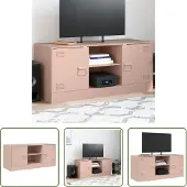 The Living Store Armoire TV rose 99x39x44 cm Acier