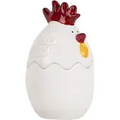 Clayre & Eef Pot en verre Poulet Ø 8x14 cm Blanc Verre