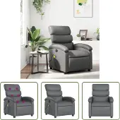 The Living Store Fauteuil de massage Gris Similicuir