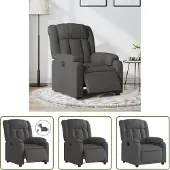 The Living Store Fauteuil Relax Electrique Gris Foncé Tissu