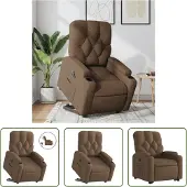 The Living Store Fauteuil relax releveur électrique Marron Tissu