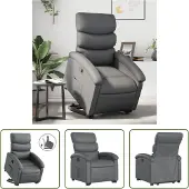 The Living Store Fauteuil relax avec releveur Gris Similicuir