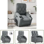 The Living Store Fauteuil relax avec releveur Gris Similicuir
