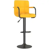 Syfax Tabouret de bar Jaune moutarde Velours