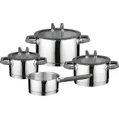 Elo Set de casseroles ELO Premium Rondello en acier inoxydable avec échelle de volume, induction, couleur argent, 4 pièces