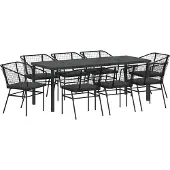 Syfax Ensemble de salle à manger pour jardin 9 pcs Noir polyrotin